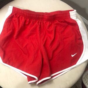 Nike Red and White Athletic Shorts Lightweight Elastic Waist